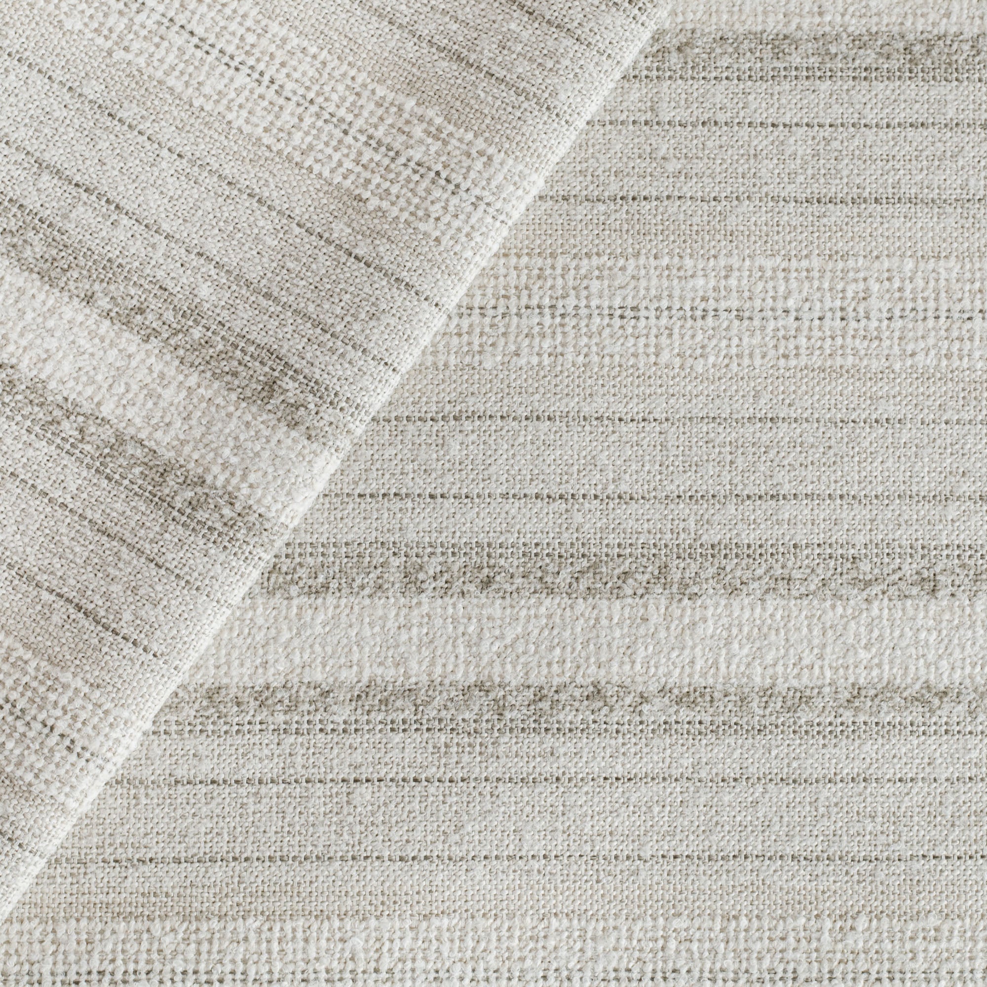 Acadia Salt, a striped home decor fabric from Tonic Living, in beige, white and earthy grey.