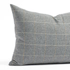 a heather grey windowpane check lumbar pillow: close up view