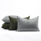 Addison Plaid Throw pillows in moss green heather grey colourways