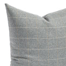 a heather grey windowpane check throw pillow: close up view