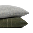 Addison Plaid throw pillows in heather grey and moss green colourways