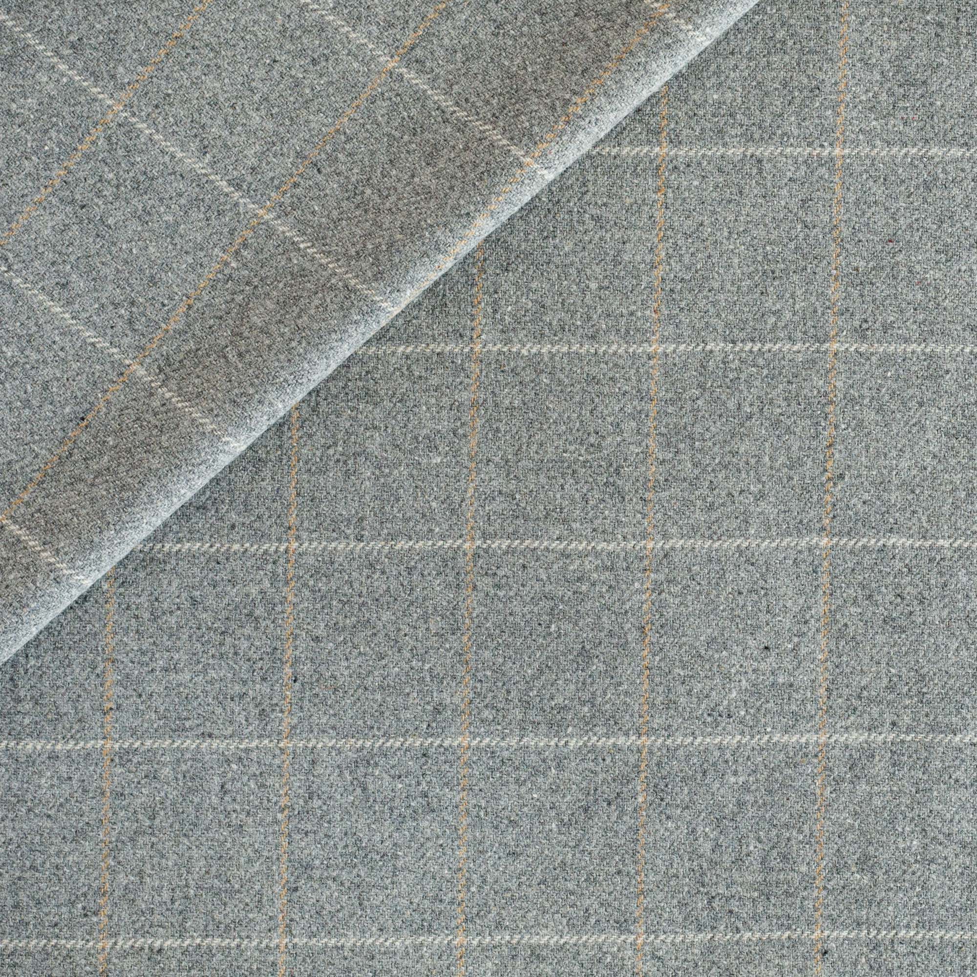 a heather grey, cream and beige windowpane check home decor fabric