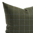 a moss green windowpane throw pillow : close up view