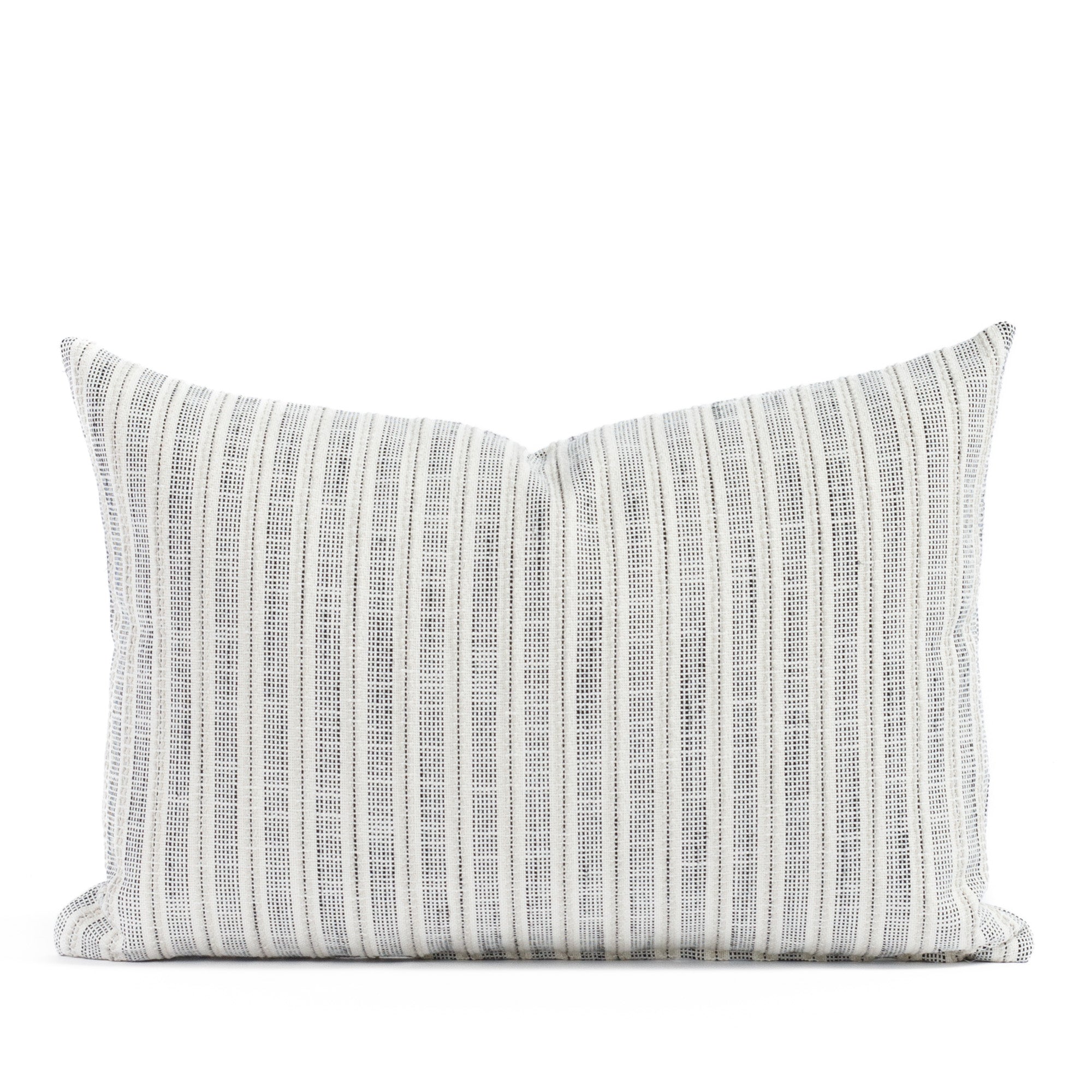 Amalfi Stripe 14x20 Lumbar Pillow Domino, a cream and black striped lumbar throw pillow from Tonic Living
