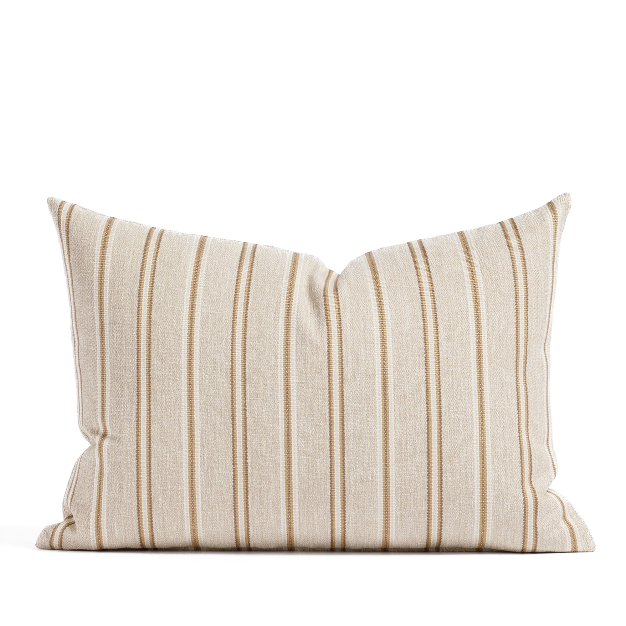 August Stripe 14x20 Pillow Honeycomb, a beige, gold and umber striped lumbar pillow from Tonic Living