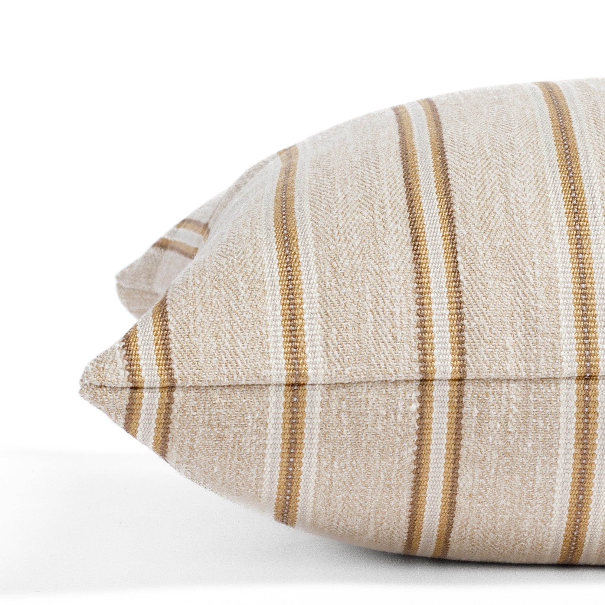 earth tone stripe lumbar pillow : close up side view