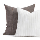 Amalfi stripe natural and Brooklyn Stripe chocolate throw pillow pairing