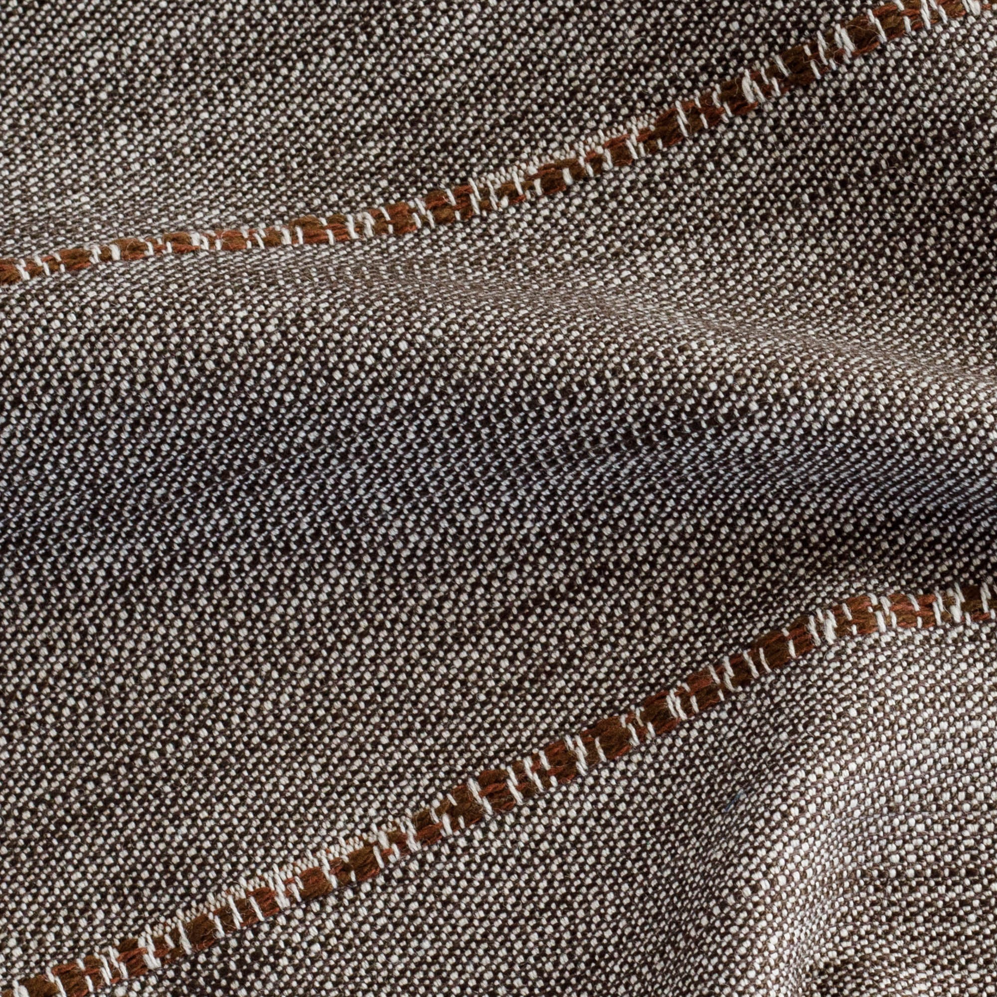 a rich brown chunky horizontal stripe fabric - close up view