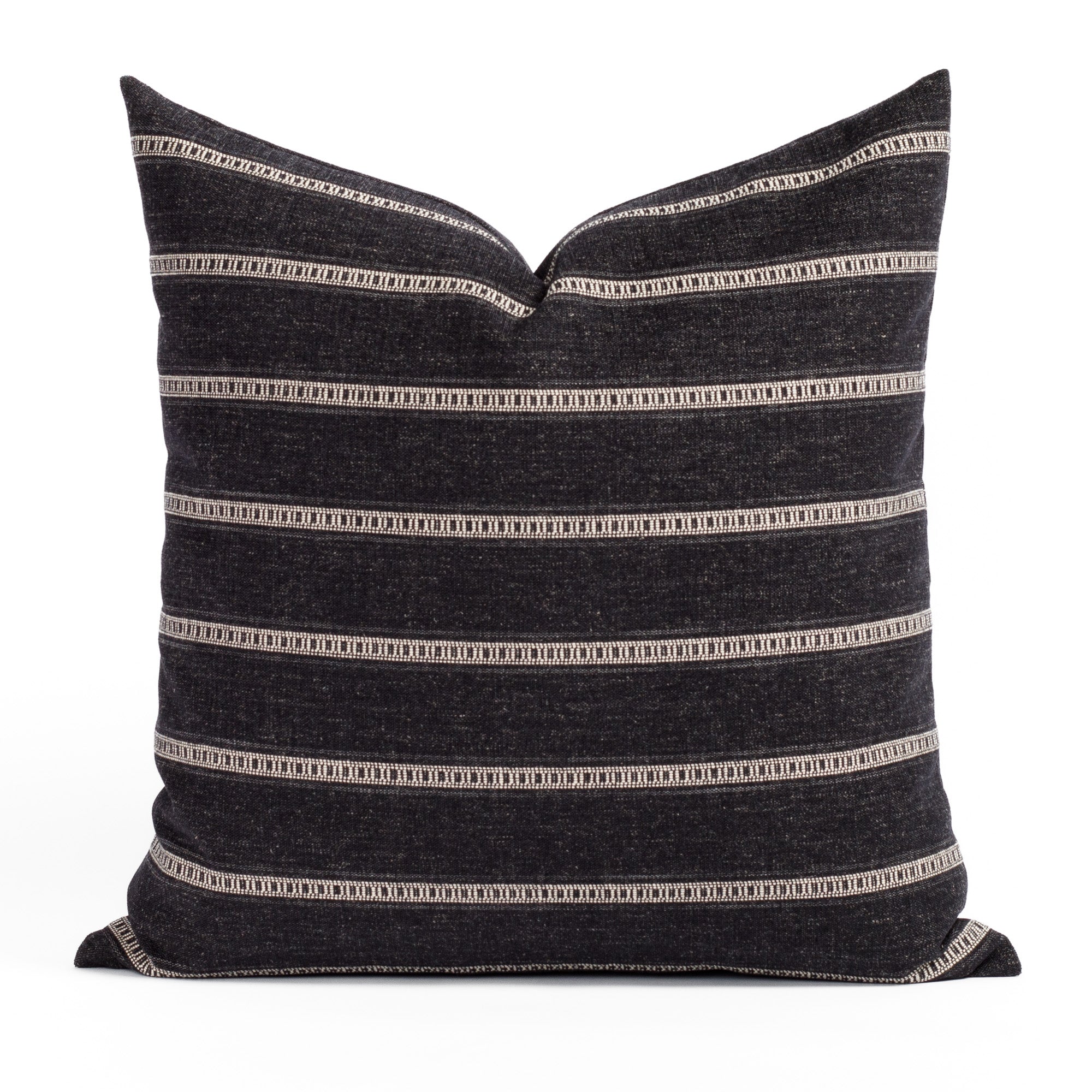 Brunswick Onyx 22x22, a black and white striped throw pillow from Tonic Living.