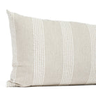 an off white and oatmeal chenille striped lumbar pillow : close up view