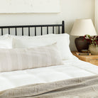 Finn Stripe Natural Bolster, an off white and oatmeal chenille striped bed pillow