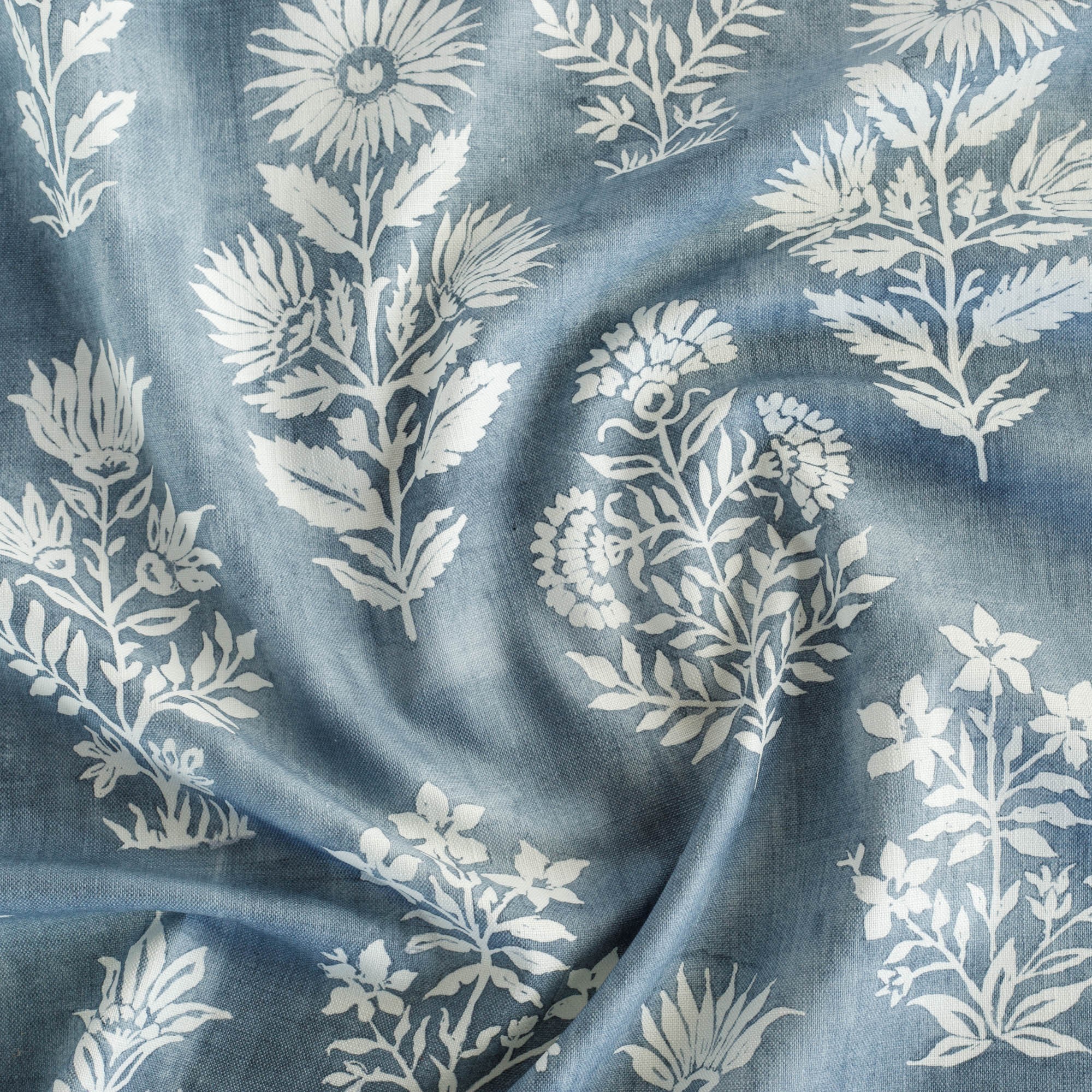 Flora Fabric Denim Blue Half Yard