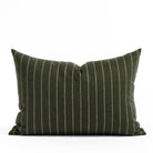 Hunter Stripe 14x20 Lumbar Pillow Moss, a hunter green and cream vertical pinstripe decorative Tonic Living pillow