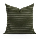 Hunter Stripe 20x20 Pillow Moss, a deep green and cream horizontal striped decorative Tonic Living Pillow