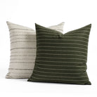 Textured Tonic Living pillows: Hunter Stripe Moss and Wren Stripe Cobblestone 20x20 pillows