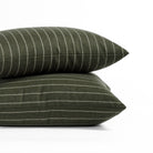 Tonic Living hunter green and cream stripe pillows