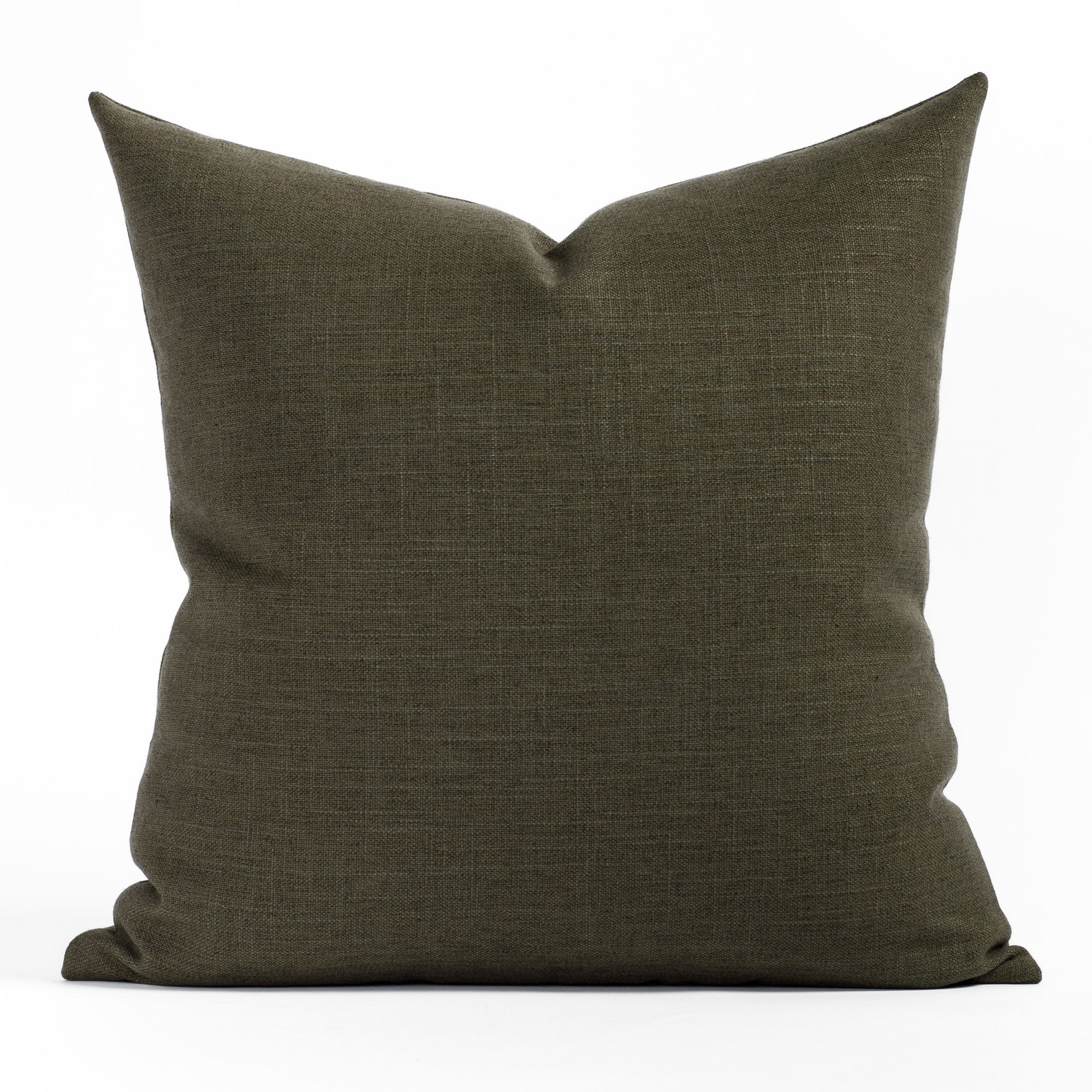 Lincoln 22x22 Moss pillow, a deep moss green linen inspired textured Tonic Living Pillow